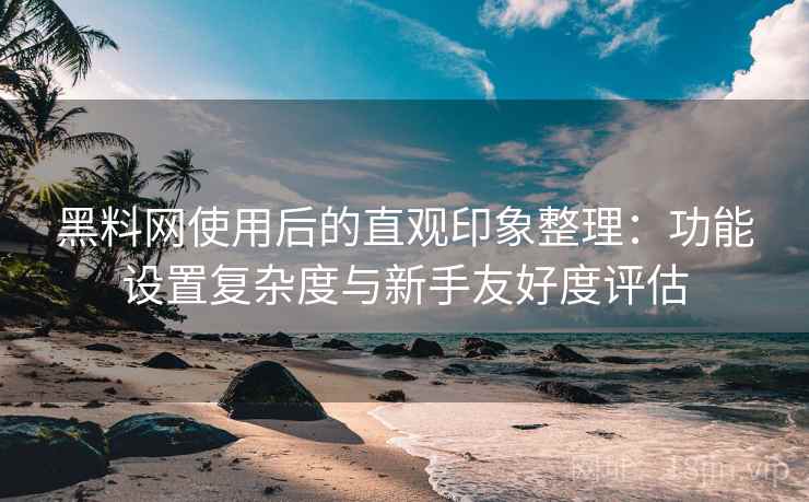 黑料网使用后的直观印象整理:功能设置复杂度与新手友好度评估