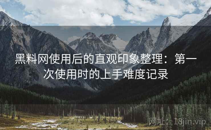 黑料网使用后的直观印象整理:第一次使用时的上手难度记录