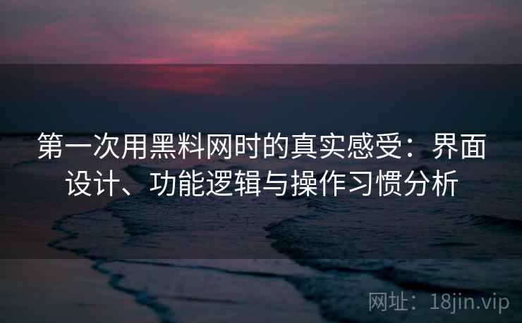 第一次用黑料网时的真实感受：界面设计、功能逻辑与操作习惯分析  第1张