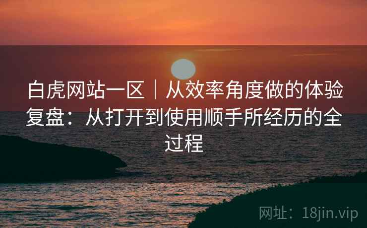 白虎网站一区｜从效率角度做的体验复盘：从打开到使用顺手所经历的全过程
